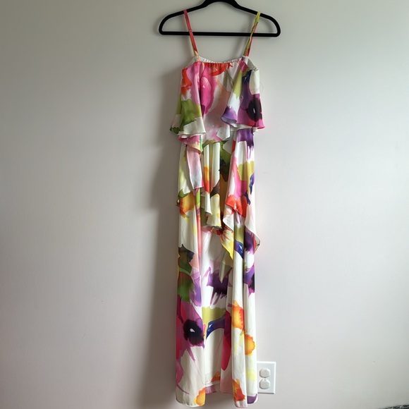 Josie Natori Eden Tiered Sleeveless Maxi Dress - Size 0 - Picture 4 of 7
